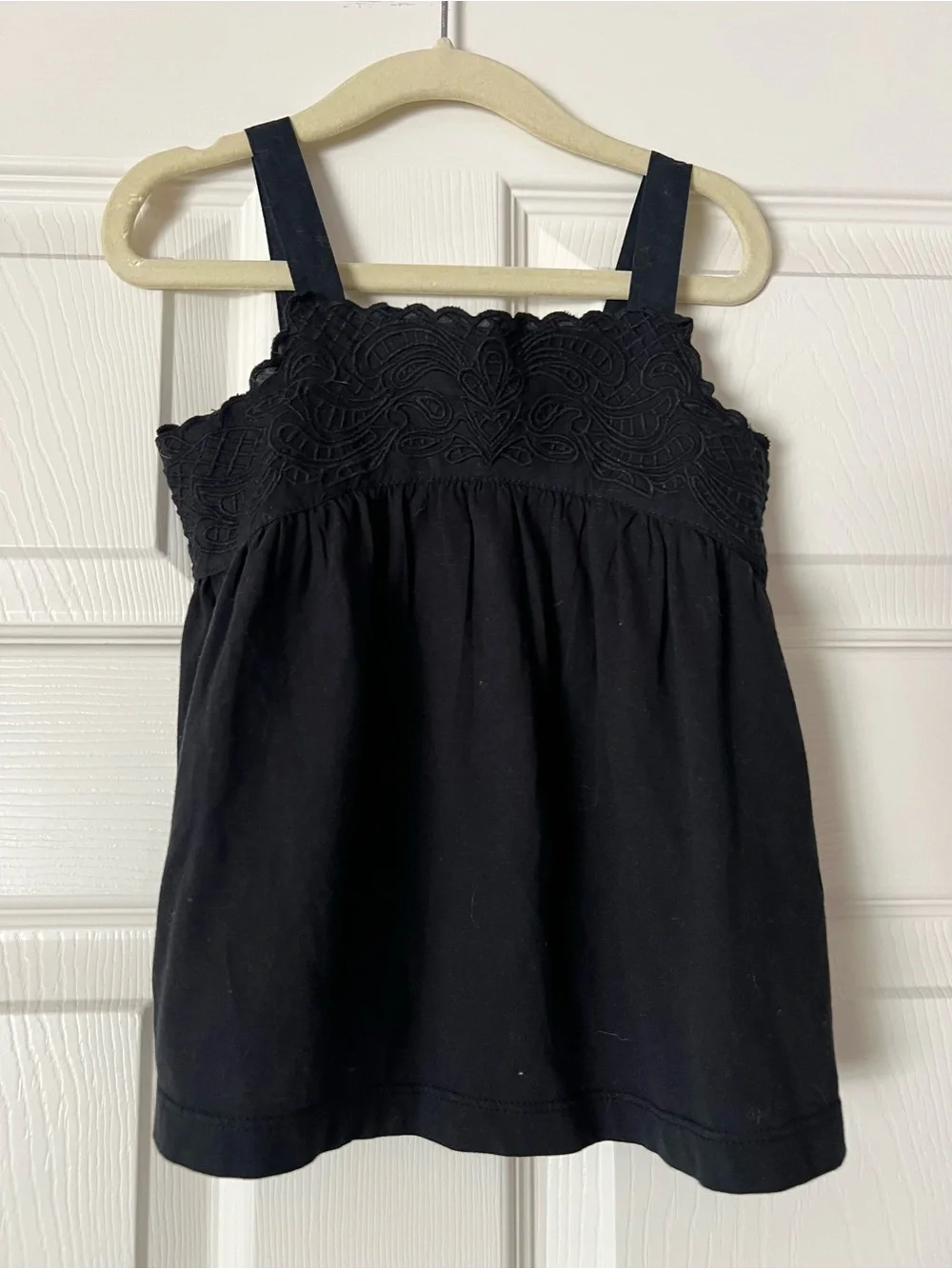 Black Embroidered Tank Top - Girls